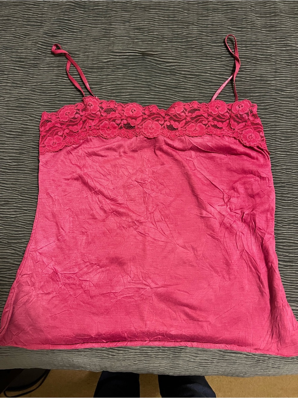 Lily White Hot Pink Lace-Trim Camisole